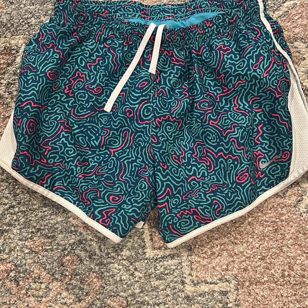 Nike Kids Teal and Pink Patterned Shorts